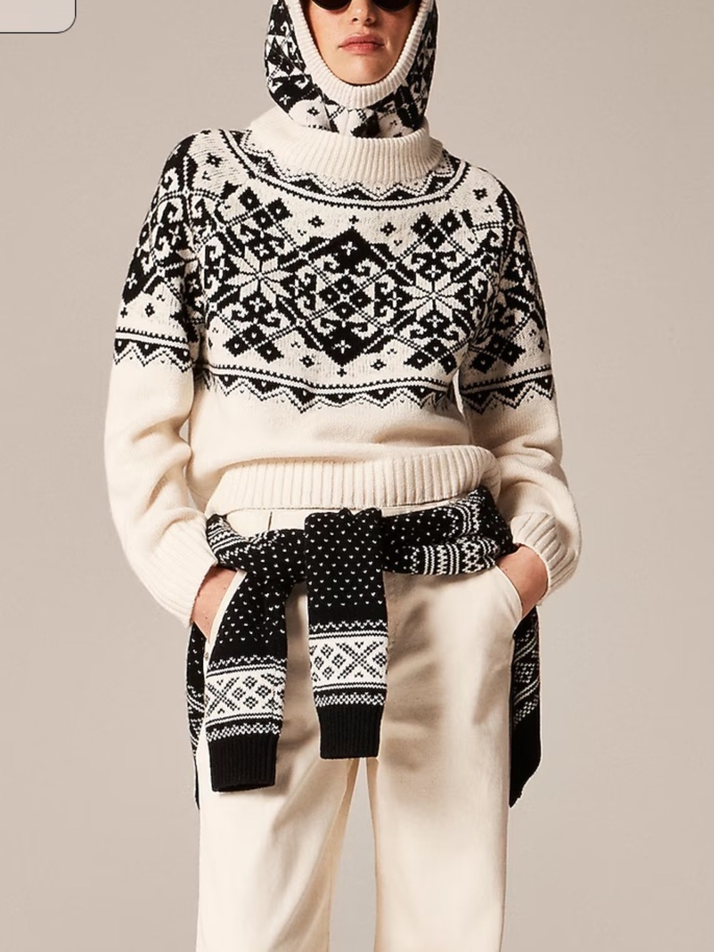 J crew Fair Isle snowflake mockneck sweater in vintage wool